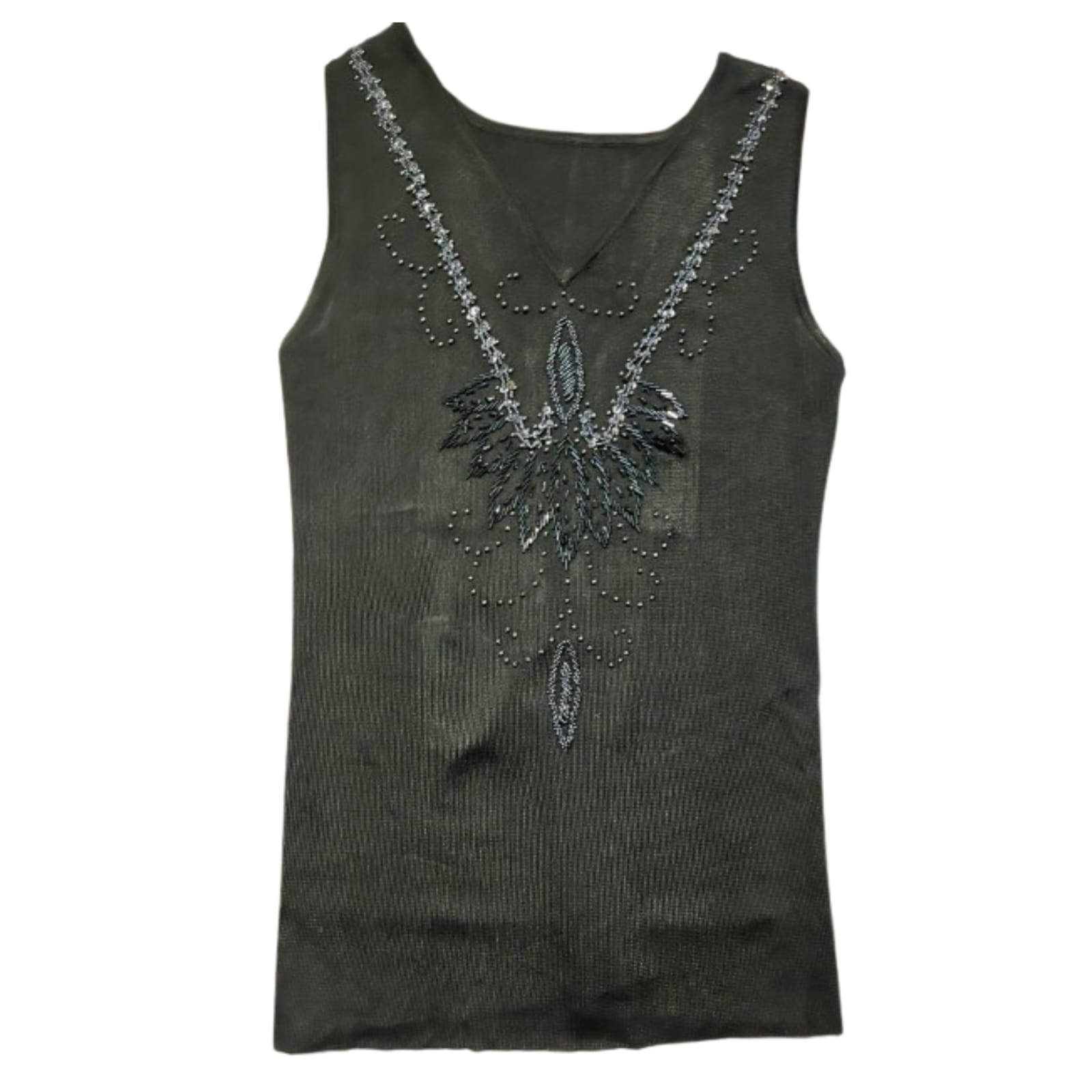 Embellished V-Neck Sleeveless Tank Top - Image 2