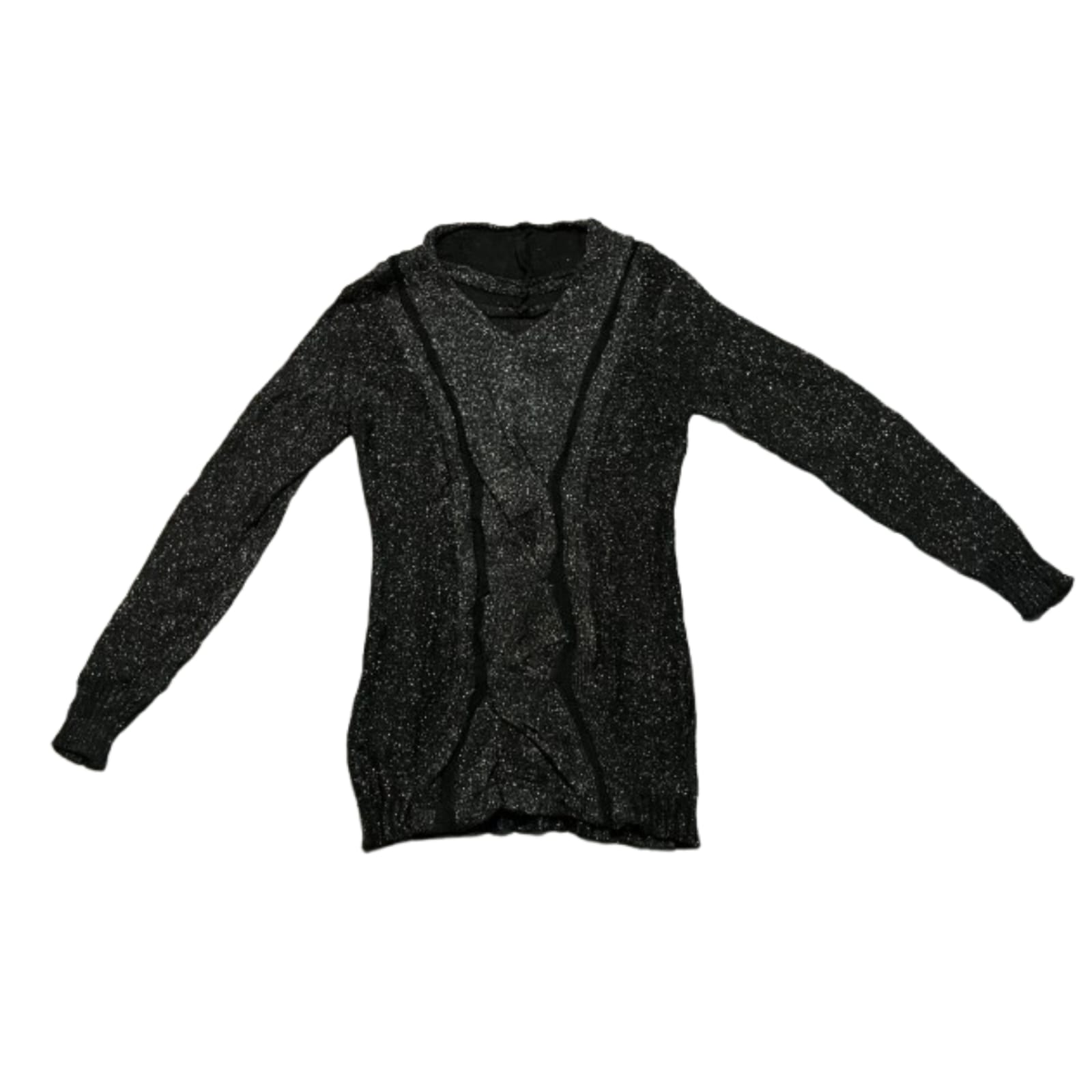 Sparkle Knit Tunic Sweater with Contrast Panels - Image 2