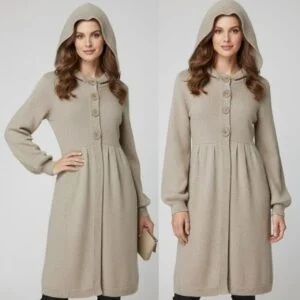 Chic Knit Hooded A-Line Cardigan Coat
