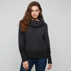 Textured Dolman Sleeve Cowl Neck Sweater