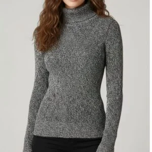 Chunky Rib Knit Slim-Fit Turtleneck Sweater