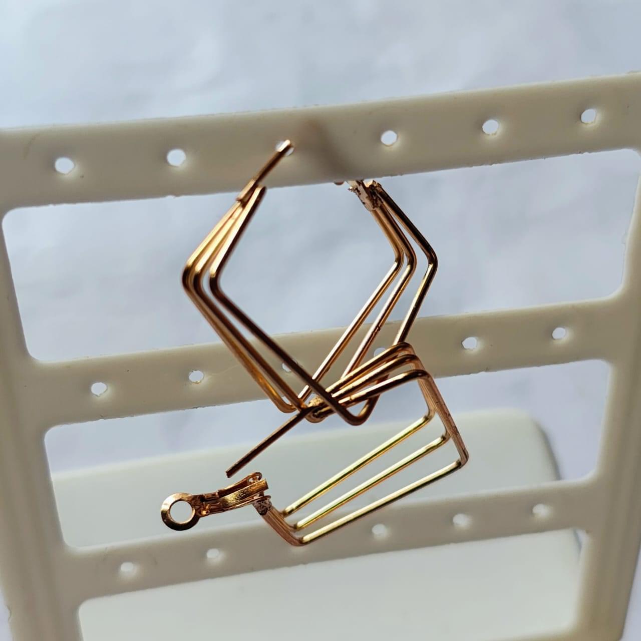 Geometric Square Hoop Earrings - Image 3